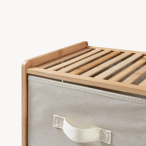 Komoda Maldon z materiałowymi szufladami natura/beż [en.casa]