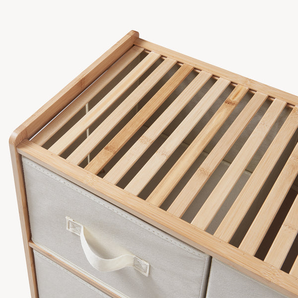 Komoda Maldon z materiałowymi szufladami natura/beż [en.casa]