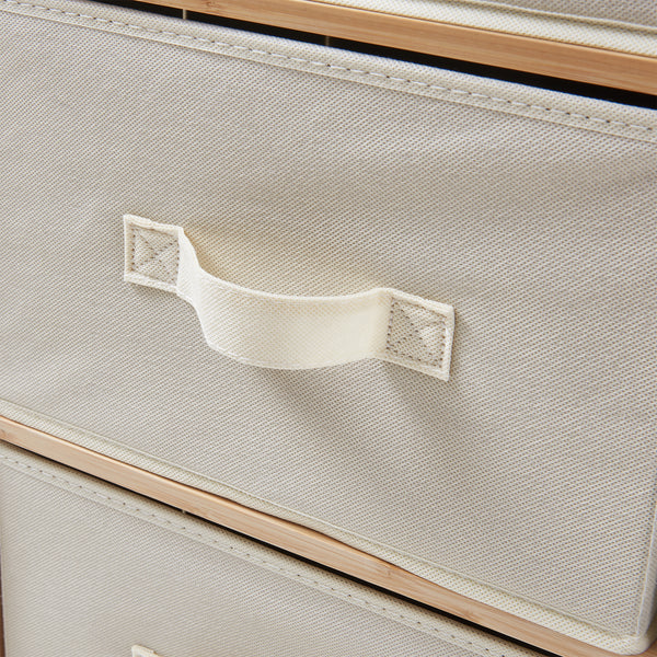 Komoda Maldon z materiałowymi szufladami natura/beż [en.casa]