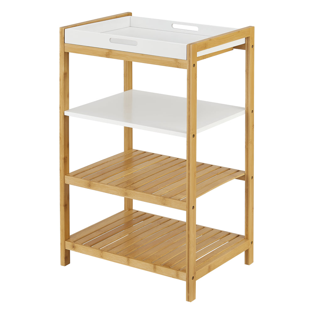 Regał stojący z bambusa Kiuruvesi z półką na tacę [en.casa]