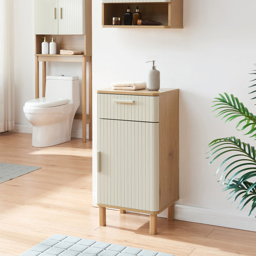 Szafka łazienkowa Ferrersp 80x40x35 cm, optyka dębu/kolor piaskowy [en.casa]