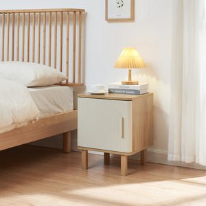 Szafka nocna Ferrersp z drzwiami 50x40x40 cm dąb optyka/piaskowy [en.casa]