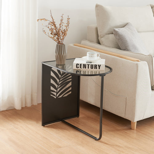 Beistelltisch Ulvik 50x50x35cm aus Metall und Glas Schwarz [en.casa] - premiumXL