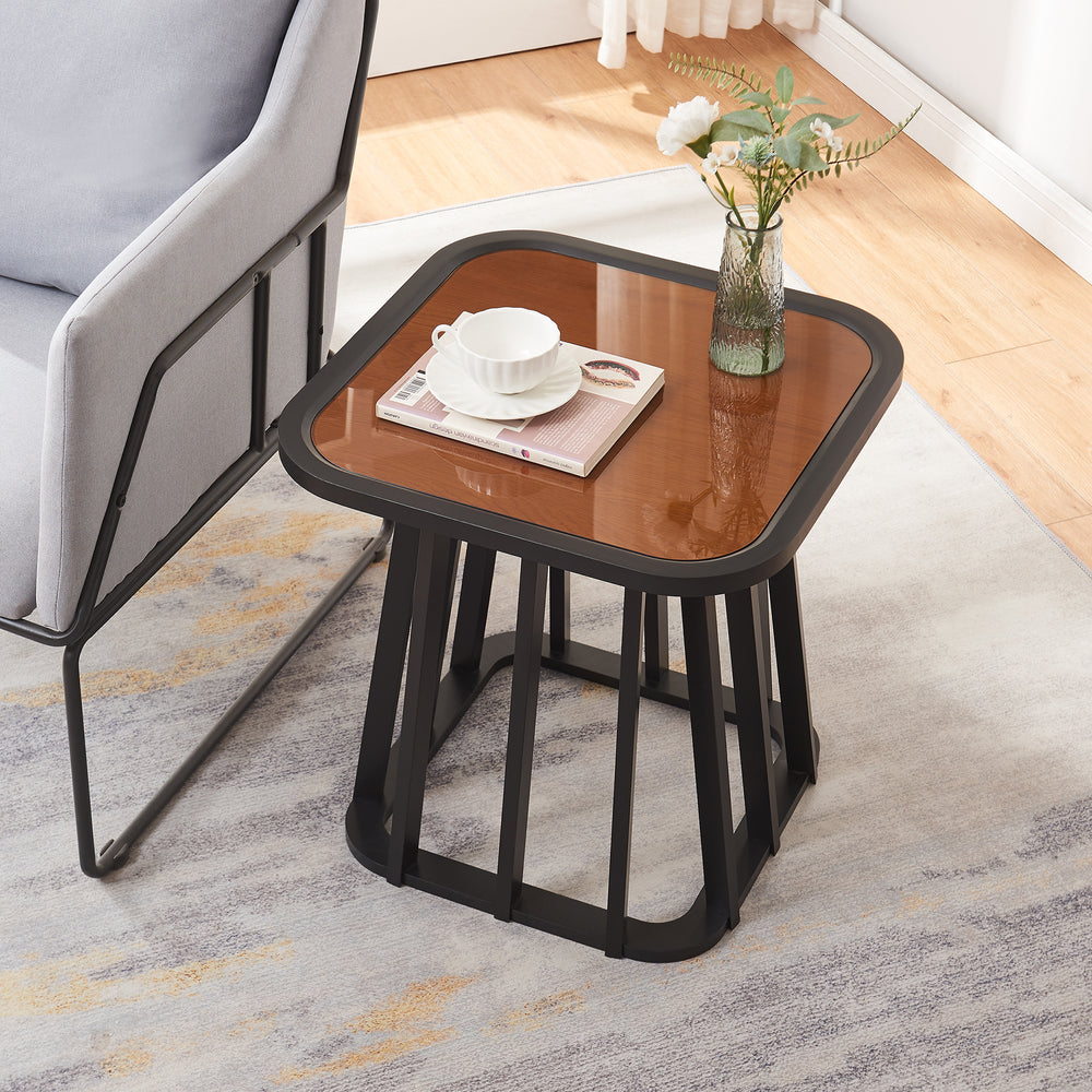 Beistelltisch Burgess 51x51x51 cm Schwarz/Walnussoptik [en.casa] - premiumXL