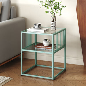 Stolik boczny Tronevn ze szklanym blatem [en.casa]