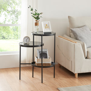 Beistelltisch Mölndal mit 3 Ablagen Schwarz [en.casa] - premiumXL