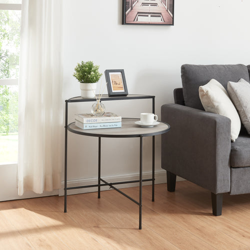 Beistelltisch Fyresdal Schwarz/Eiche - Optik [en.casa] - premiumXL