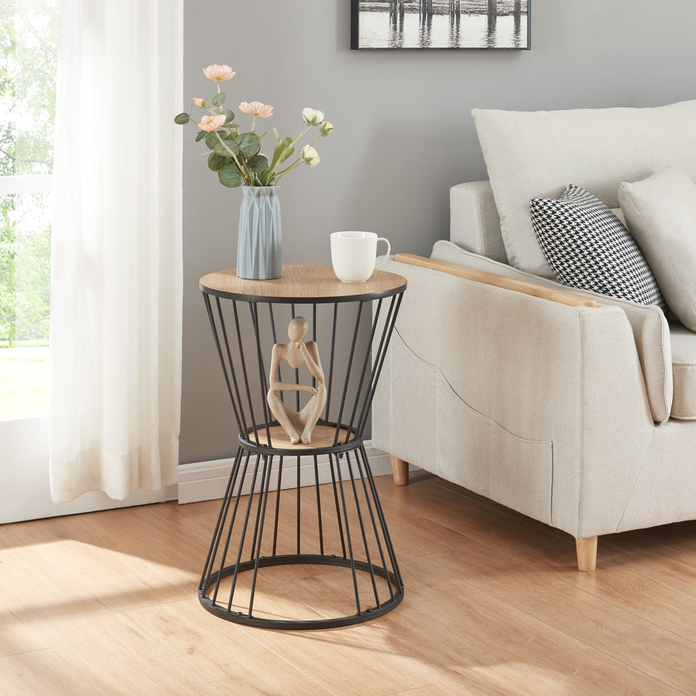 Beistelltisch Fossbergom Schwarz/Eiche - Optik [en.casa] - premiumXL