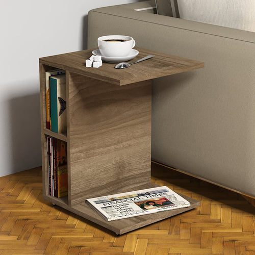 Stolik boczny Brørup 57,5 x 45 x 35 cm z 2 półkami i kółkami w różnych kolorach [en.casa]