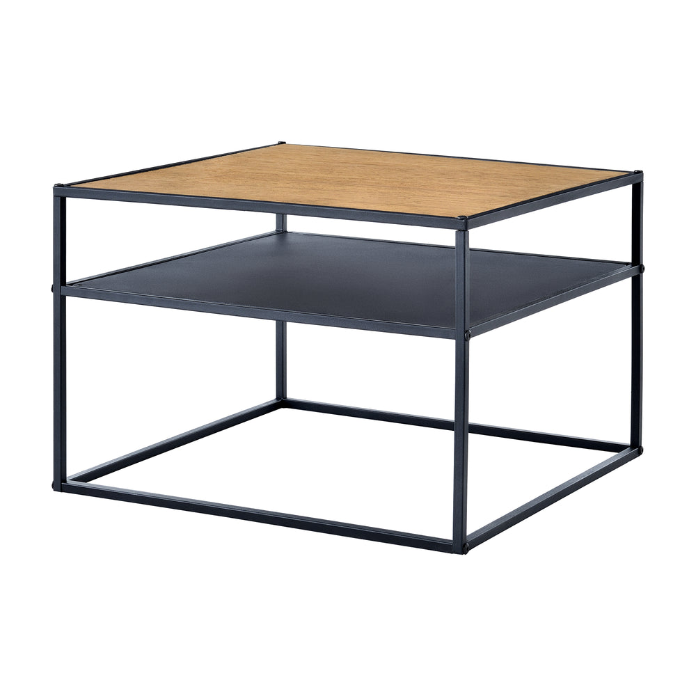 Stolik pomocniczy Quinisut 40 x 55 x 55 cm drewno - wygląd/czarny [en.casa] - premiumXL