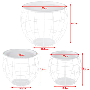 3-częściowy zestaw stolików bocznych Neman z metalu w różnych rozmiarach i kolorach en.casa