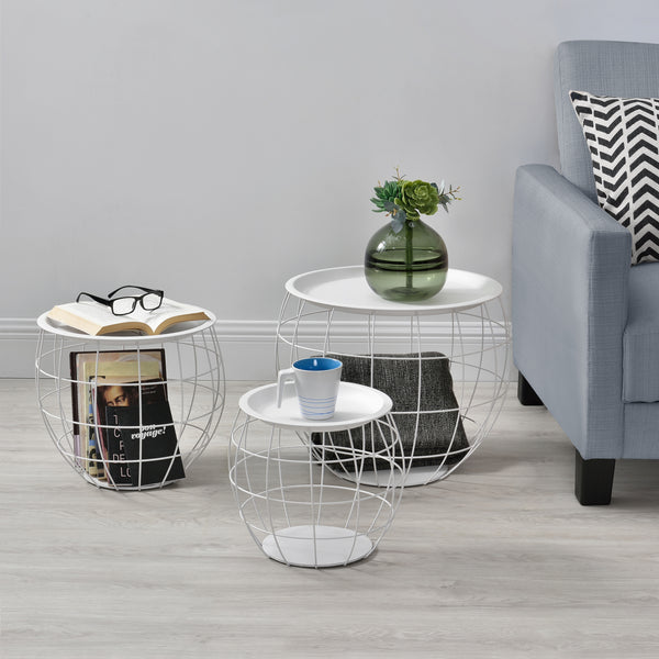 3-częściowy zestaw stolików bocznych Neman z metalu w różnych rozmiarach i kolorach en.casa