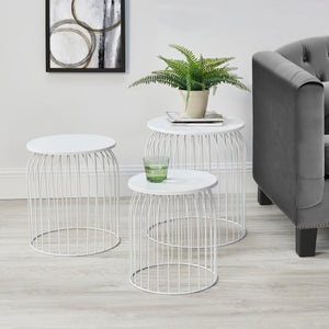 3-częściowy zestaw metalowych koszyków stolik boczny Amherst w różnych kolorach en.casa