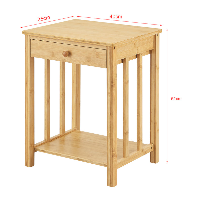 Szkic wymiarowy Stolik boczny Ranua bamboo nature [en.casa]