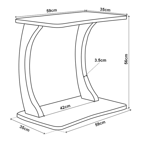 Stattela Stolik boczny w kształcie litery C 59x35x56 cm [en.casa]