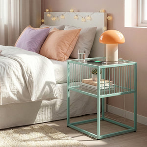 Stolik boczny Tronevn ze szklanym blatem [en.casa]