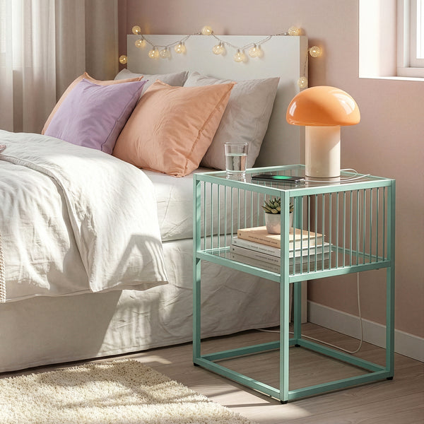 Stolik boczny Tronevn ze szklanym blatem [en.casa]