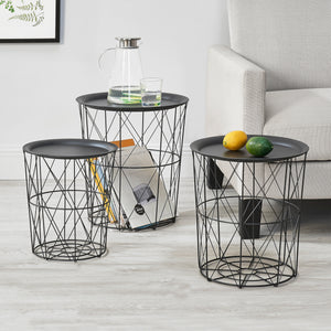 3-częściowy zestaw metalowych koszy stolik Worcester en.casa