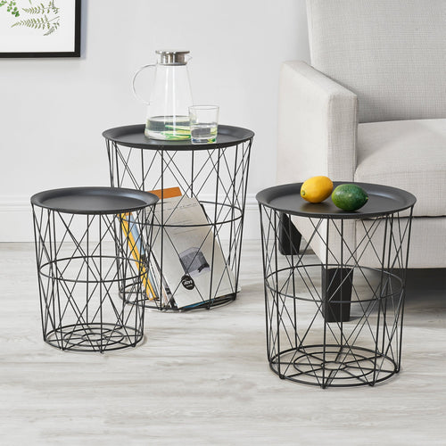 3-częściowy zestaw metalowych koszy stolik Worcester en.casa