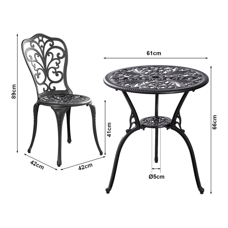 Szkic wymiarowy Zestaw bistro Lupsam 3 szt [casa.pro]