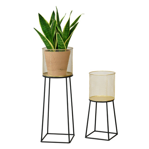 Stojak na doniczkę Meise 2-częściowy czarno-złoty en.casa