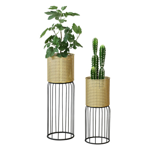 Stojak na doniczkę Maaseik 2-częściowy Czarny-złoty en.casa