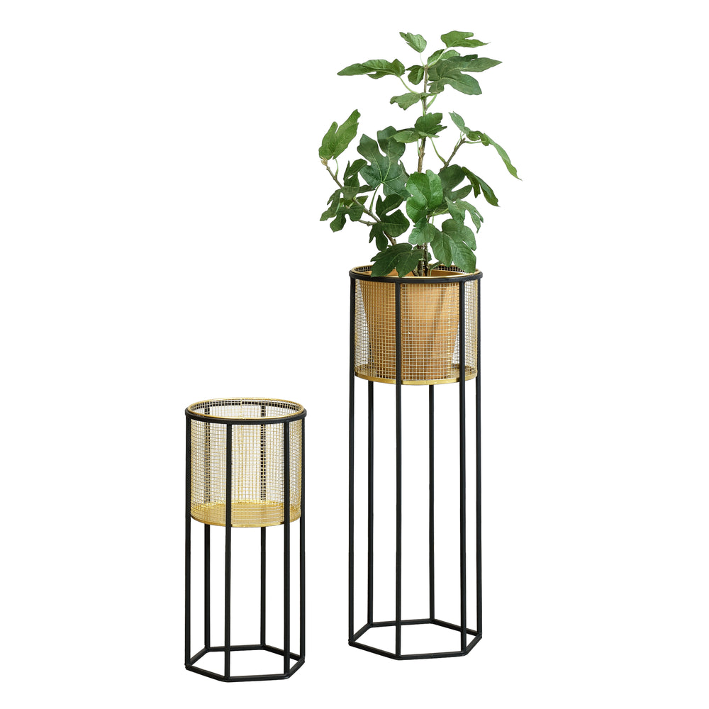 Stojak na doniczkę Malgedem 2-częściowy w kolorze czarno-złotym en.casa