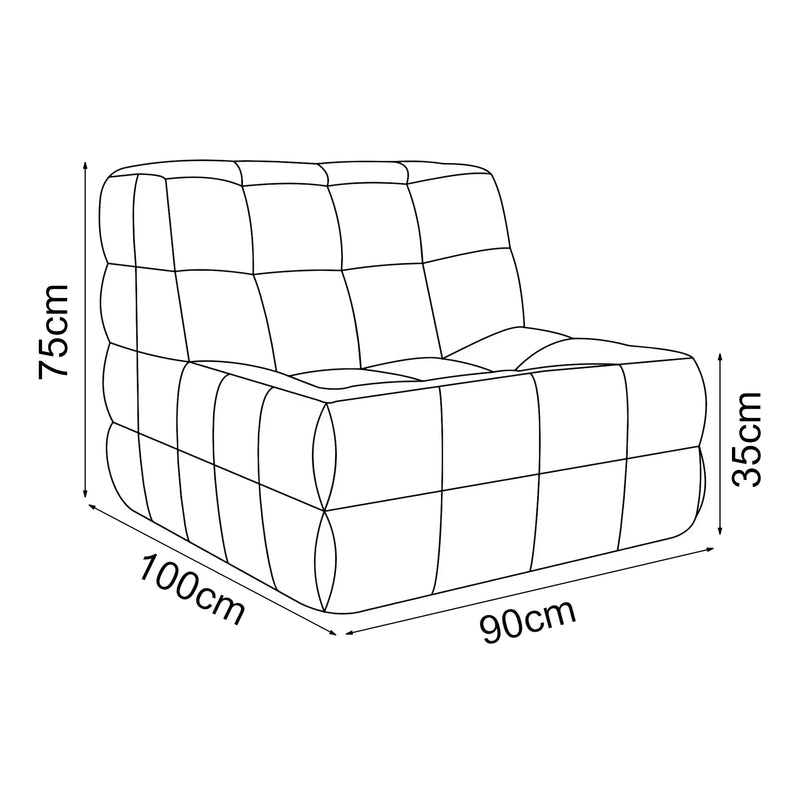 Szkic wymiarowy Fotel podłogowy Koskyvn 75x90x100 cm tekstylny [en.casa]
