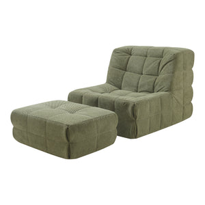 Fotel podłogowy z podnóżkiem Koskyvn textile [en.casa]