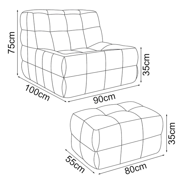 Fotel podłogowy z podnóżkiem Koskyvn textile [en.casa]