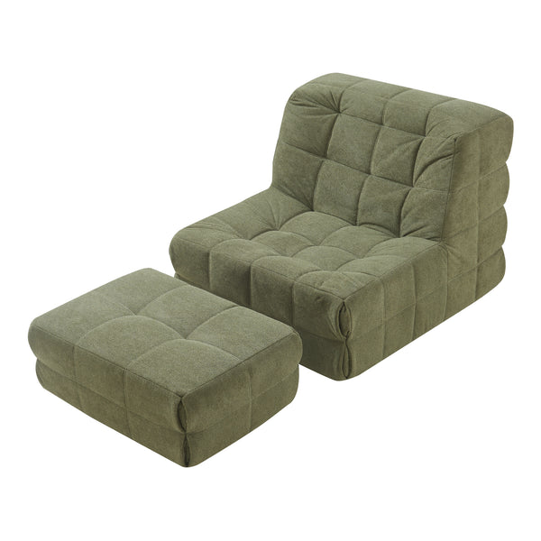 Fotel podłogowy z podnóżkiem Koskyvn textile [en.casa]