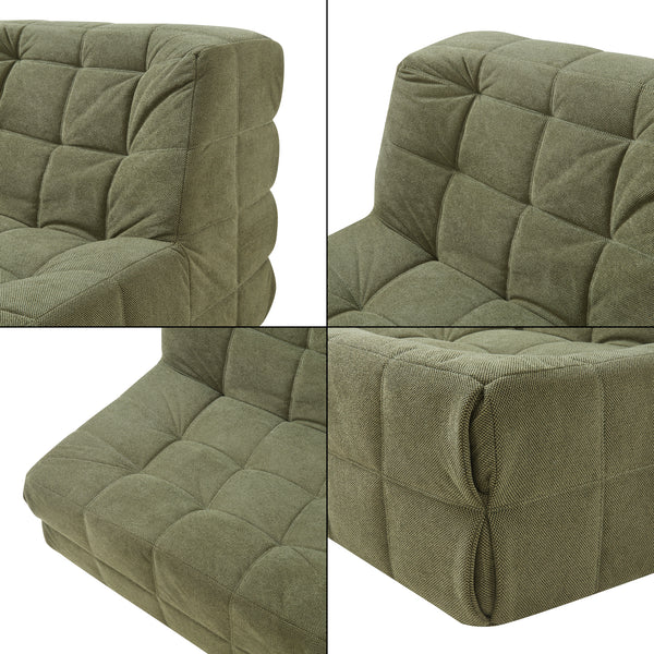 Fotel podłogowy z podnóżkiem Koskyvn textile [en.casa]