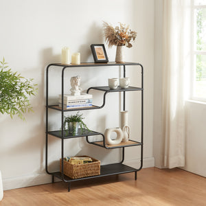 Standregal Kristiansand 101x80x30 cm Schwarz/Eiche - Optik [en.casa] - premiumXL