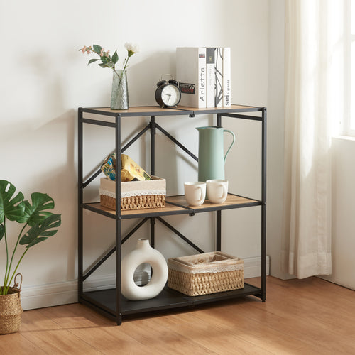 Klappregal Telemark 81x68x38 cm Schwarz/Eiche - Optik [en.casa] - premiumXL