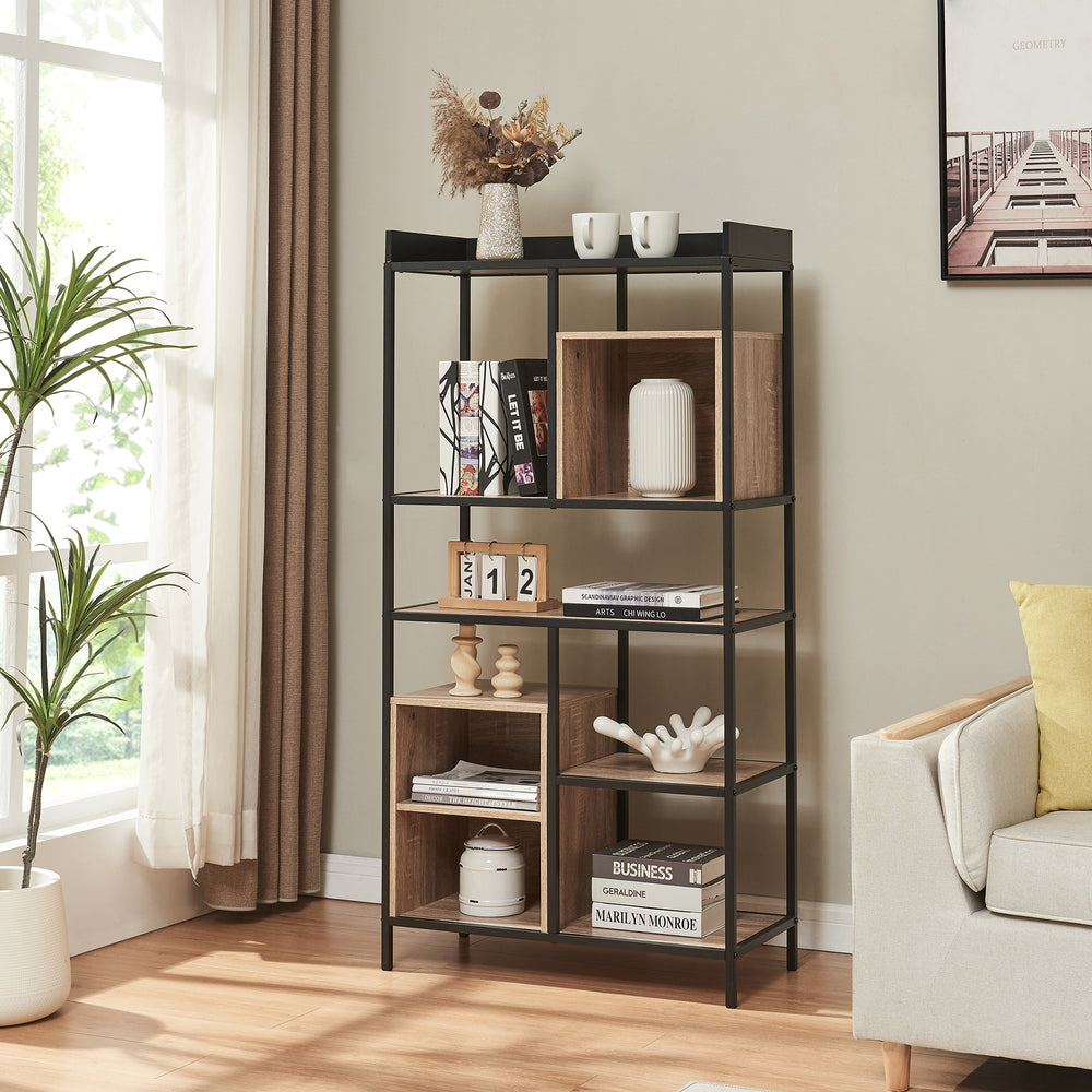 Standregal Belana 137x70x33 cm Schwarz/Eicheoptik [en.casa] - premiumXL