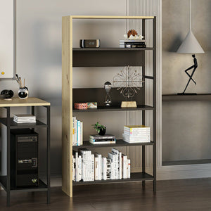 Regał Herlev z 4 półkami Artisan dąb / czarny [en.casa]