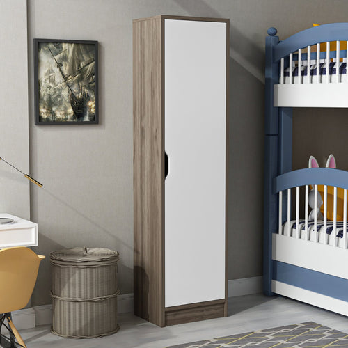 Szafa biurowa Egvad z jednymi drzwiami, wygląd orzecha / biały [en.casa]