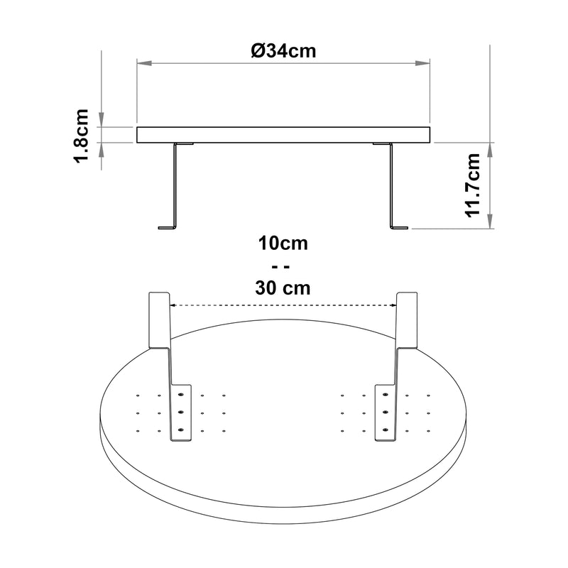 Szkic wymiarowy Taca na kawę Kuleskyd Ø34cm [en.casa]