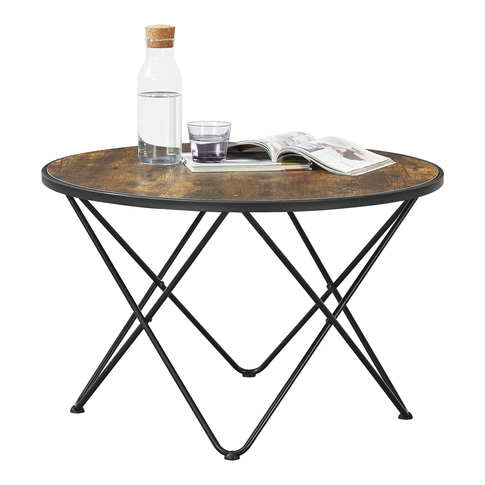 Stolik kawowy Goskamark 80x50 cm stalowa rama ciemny odcień drewna [en.casa] - premiumXL