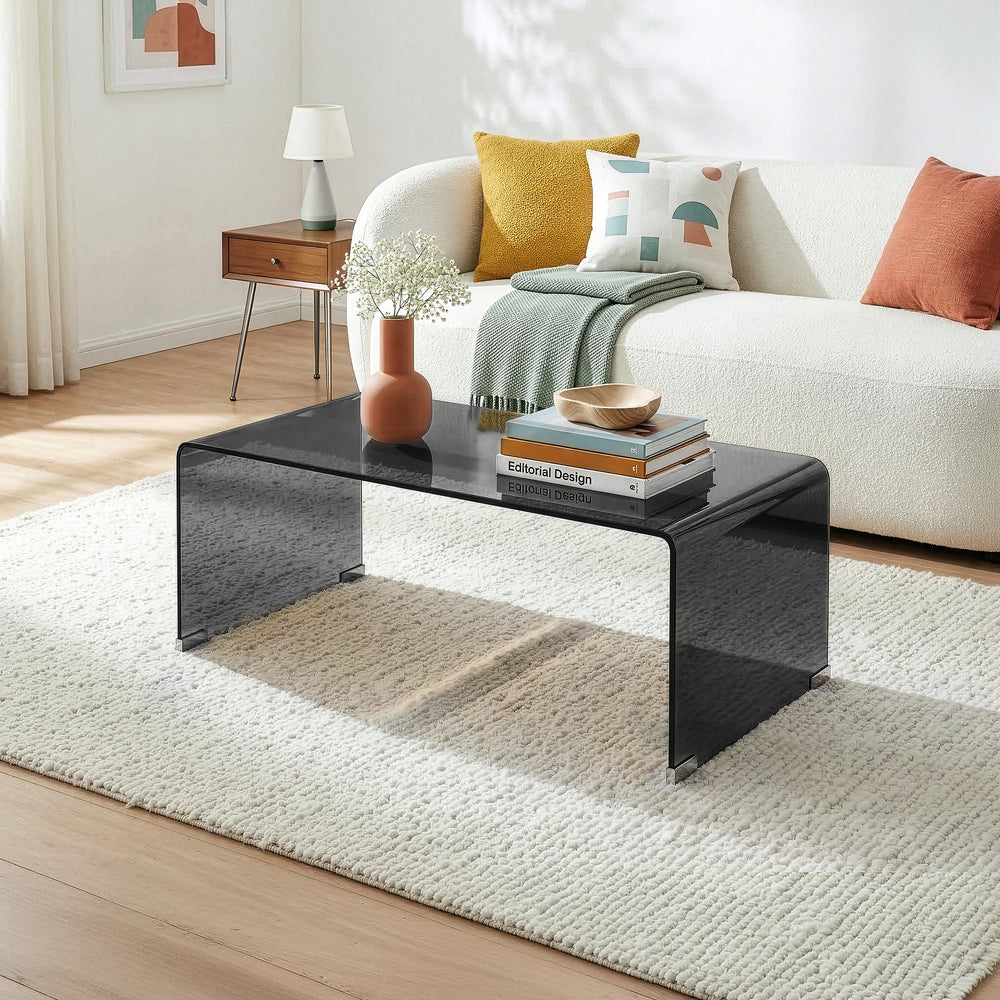 Stolik kawowy Väsas 90x45x35 cm szkło hartowane [en.casa]