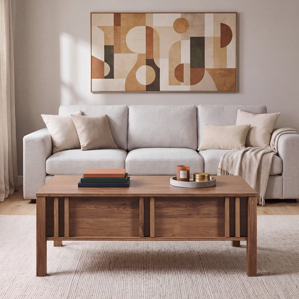 Stolik kawowy Kilmandar z funkcją podnoszenia 105x59x40/53 cm w wyglądzie orzecha włoskiego [en.casa]