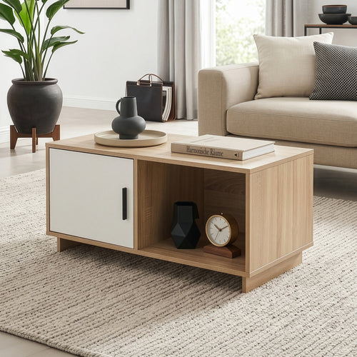 Stolik kawowy Kenta 80x45x40 cm Sonoma-dąb/ biały [en.casa]