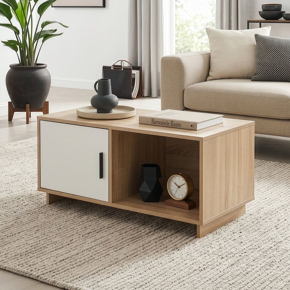 Stolik kawowy Kenta 80x45x40 cm Sonoma-dąb/ biały [en.casa]