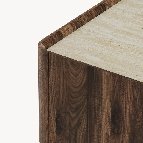 Stolik kawowy Trorlon 100x50x40 cm w optyce orzecha/trawertynu [en.casa]
