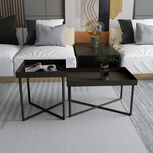 Zestaw stolików Heinola stoliki kawowe w zestawie 2 szt. stal czarna [en.casa] - premiumXL