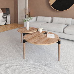 Stolik kawowy Kristinestad z 2 blatami naturalny [en.casa]