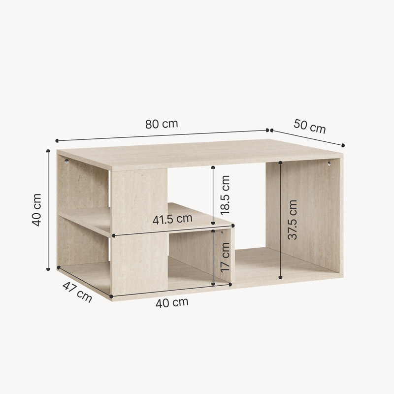 Szkic wymiarowy Stolik kawowy Antaa 80x50x40 cm [en.casa]