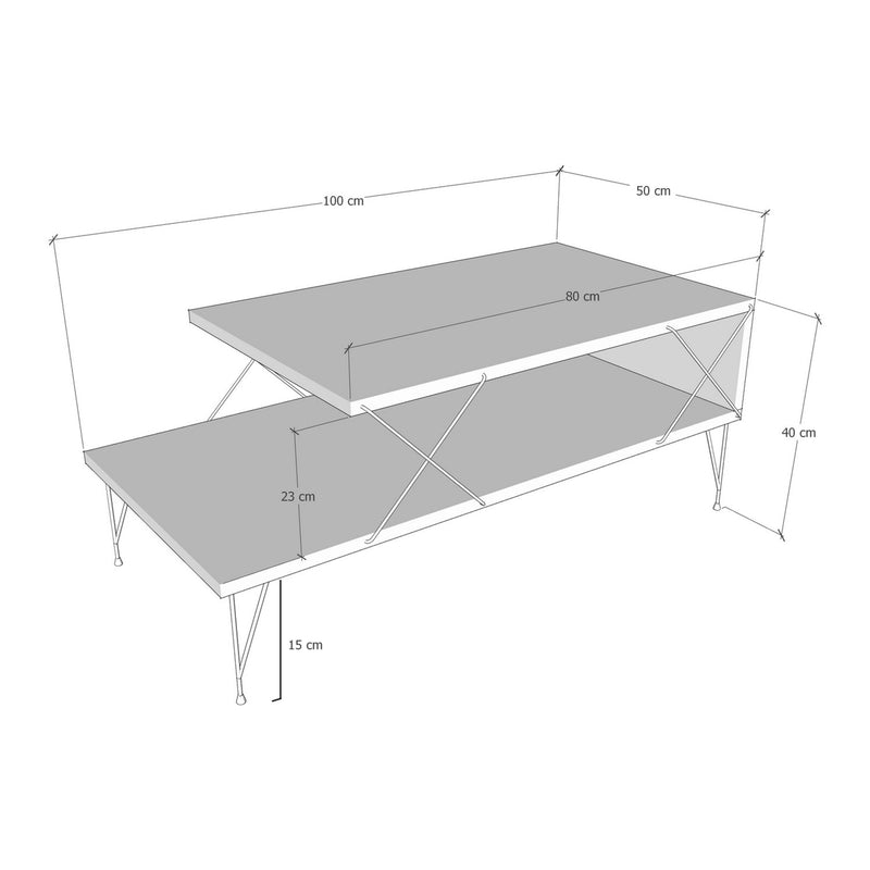 Szkic wymiarowy Stolik kawowy Asker 100x50x40 cm [en.casa]