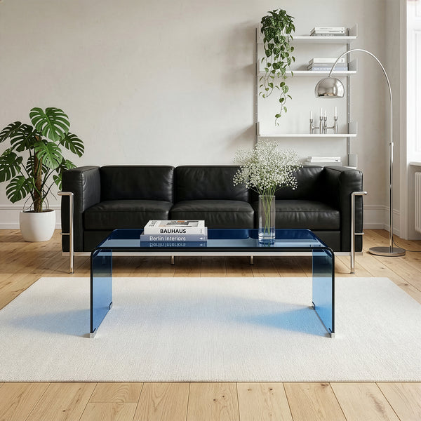 Stolik kawowy Väsas 90x45x35 cm szkło hartowane [en.casa]