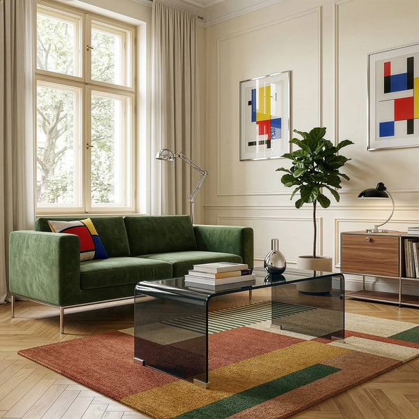 Stolik kawowy Väsas 90x45x35 cm szkło hartowane [en.casa]